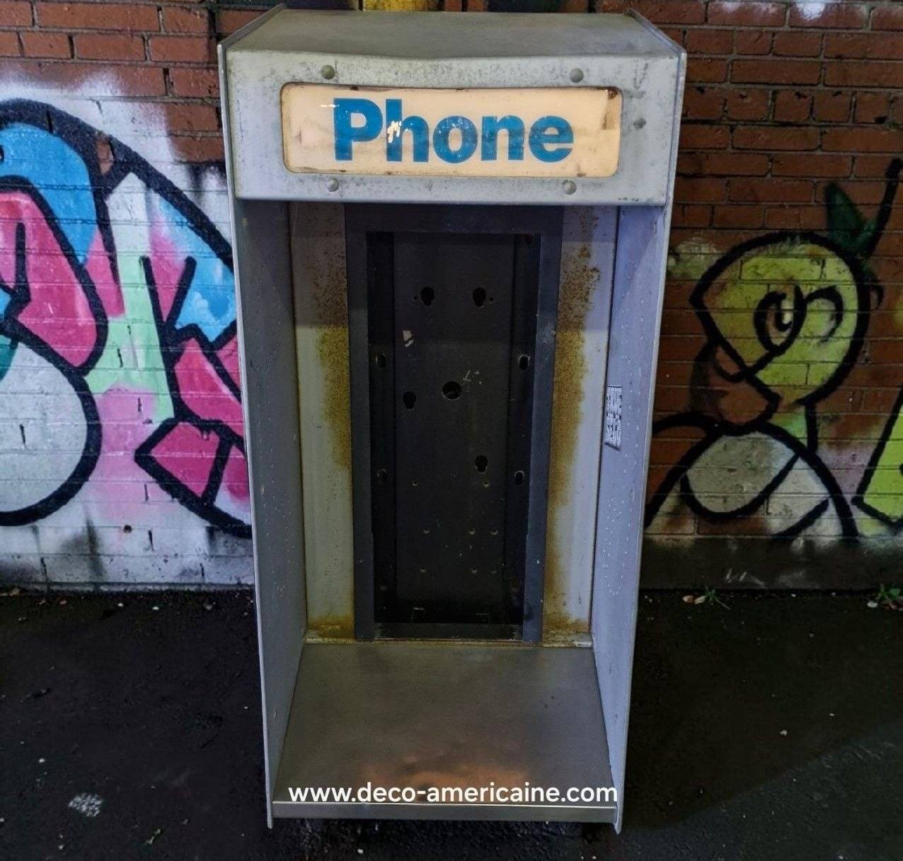 cabine murale avec payphone vintage de rue américain authentique silver "street condition"