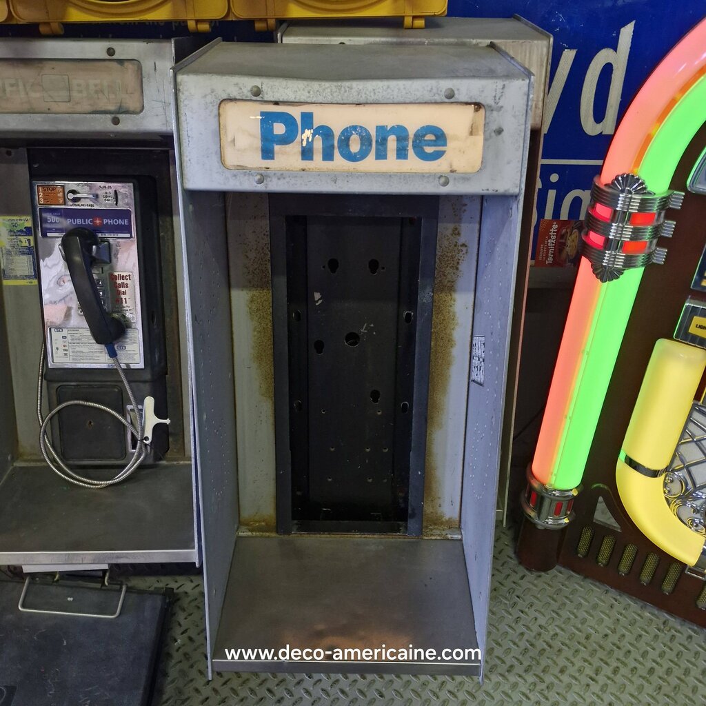 cabine murale avec payphone vintage de rue américain authentique silver "street condition"