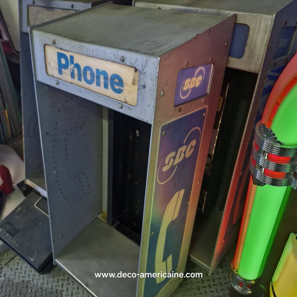cabine murale avec payphone vintage de rue américain authentique silver "street condition"