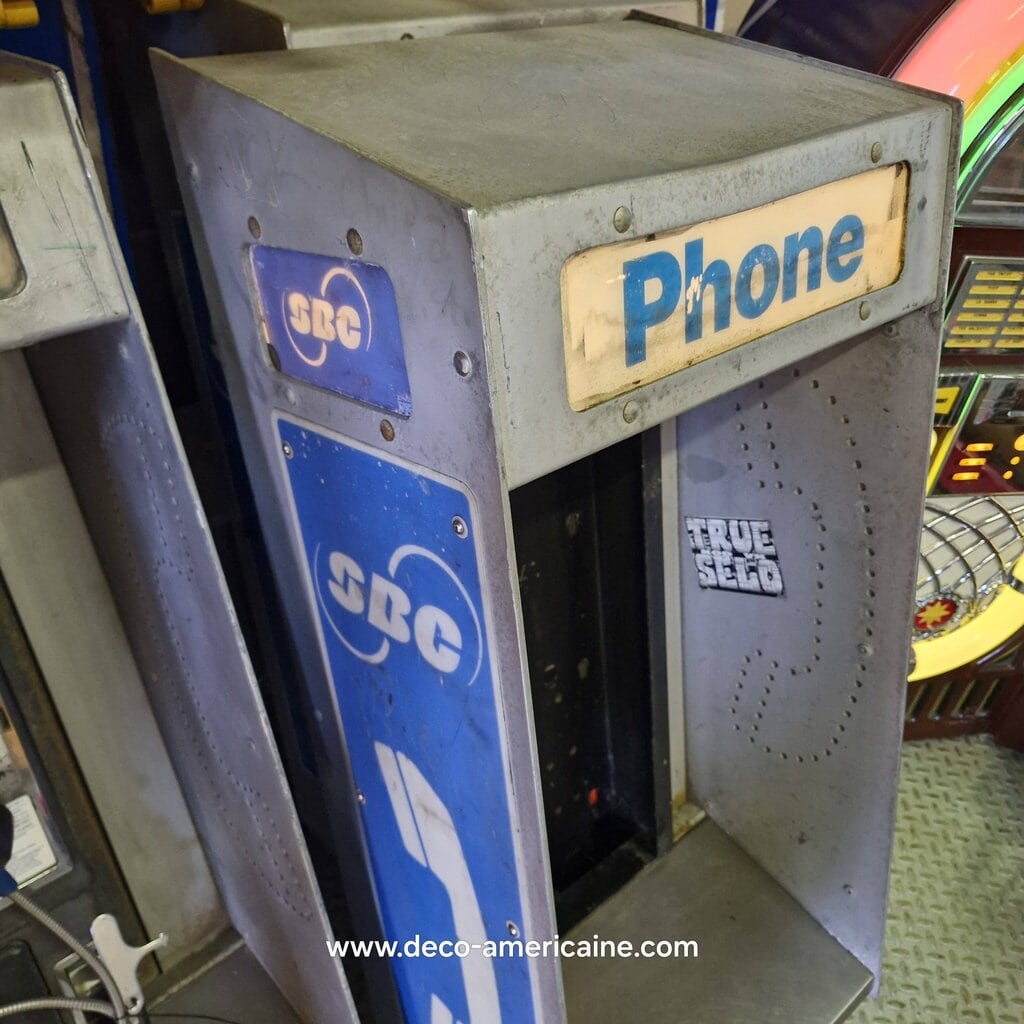cabine murale avec payphone vintage de rue américain authentique silver "street condition"