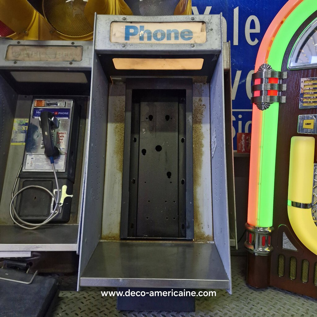 cabine murale avec payphone vintage de rue américain authentique silver "street condition"
