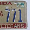 plaque d'immatriculation américaine floride (relief) "salutes veterans" 1992