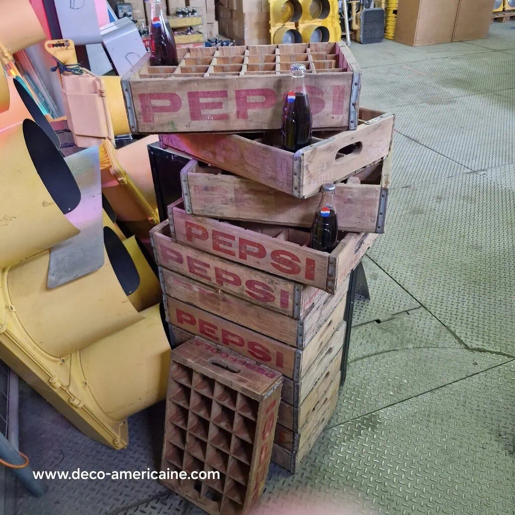 caisse en bois de transport de bouteilles de soda pepsi cola usa