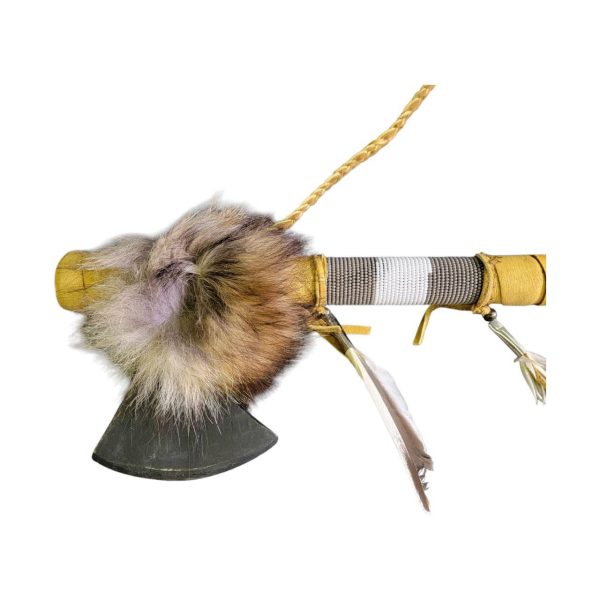 tomahawk "blackhawk" 45cm avec perles et plumes native american made usa