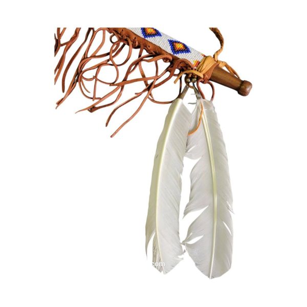 tomahawk "calumet de la paix" 40cm avec perles et plumes native american made usa
