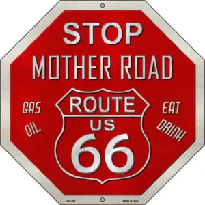plaque déco américaine murale tole route 66 mother road stop