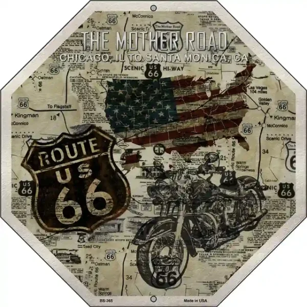 plaque déco américaine murale tole route 66 mother road vintage stop