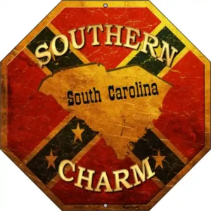 plaque déco américaine murale tole southern charm confederate south carolina