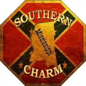 plaque déco américaine murale tole southern charm confederate mississippi