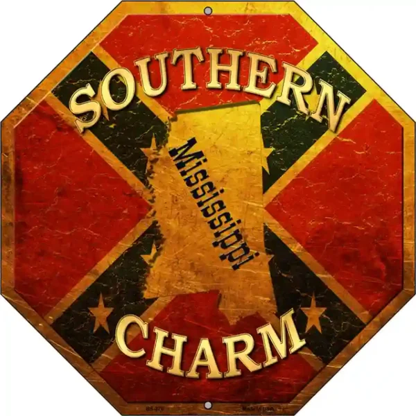 plaque déco américaine murale tole southern charm confederate mississippi