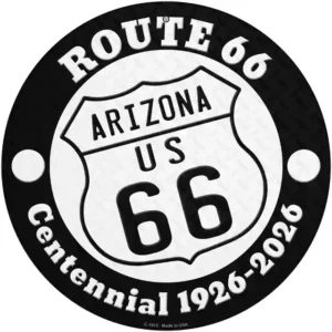 plaque déco américaine murale ronde en tole arizona route 66 centennial