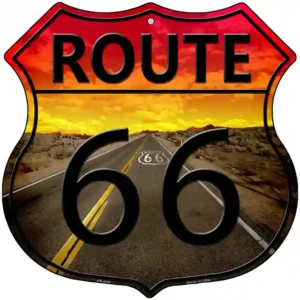 plaque déco américaine murale tole panneau de highway route 66 sunset highway