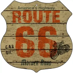 plaque déco américaine murale tole panneau de highway route 66 vintage