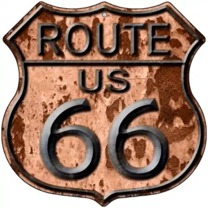 plaque déco américaine murale tole panneau de highway route 66 rusty