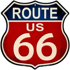 plaque déco américaine murale tole panneau de highway route 66 vintage
