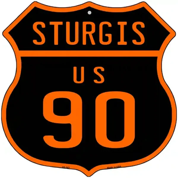 plaque déco américaine murale tole panneau de highway sturgis us 90