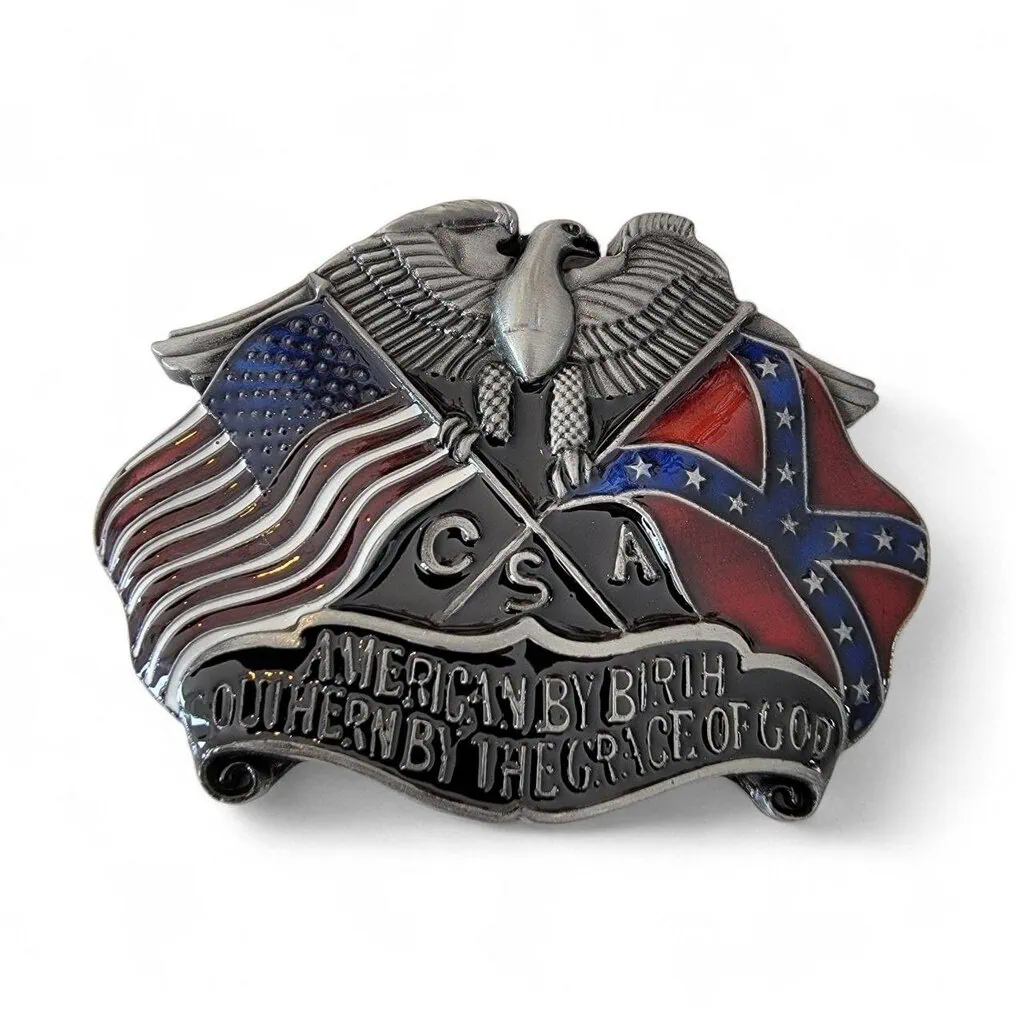 boucle de ceinture américaine confédéré sudiste american by birth southern by the grace of god