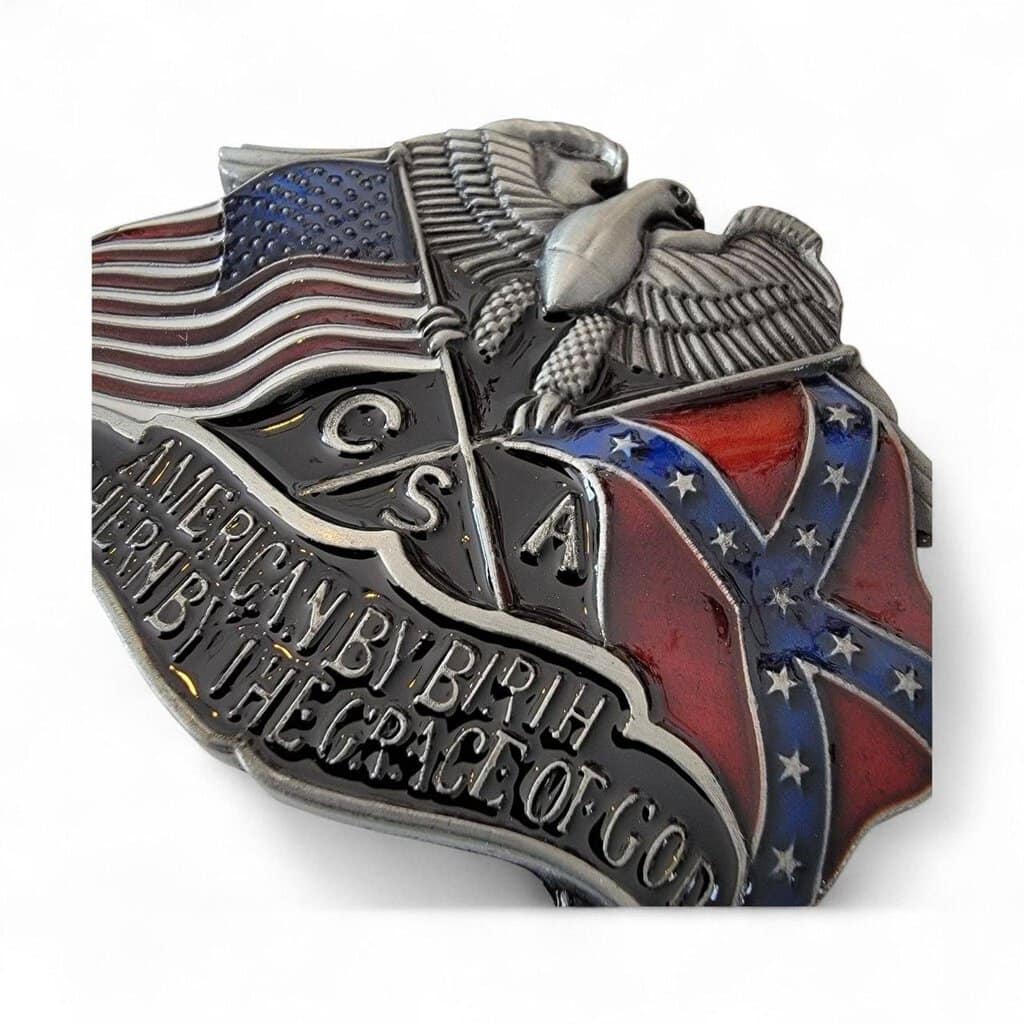 boucle de ceinture américaine confédéré sudiste american by birth southern by the grace of god
