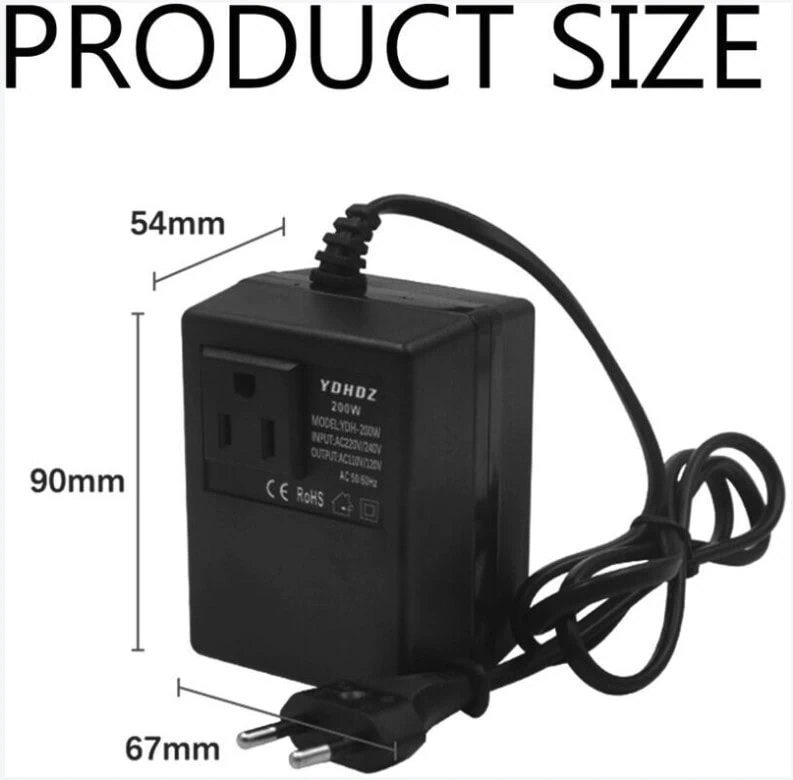 convertisseur tension 220v in 110v out (puissance 200w) pour appareils d'origine américaine