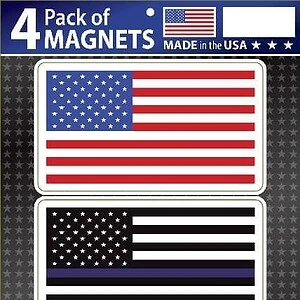 magnet made in usa pack drapeau americain et blue line police tribute
