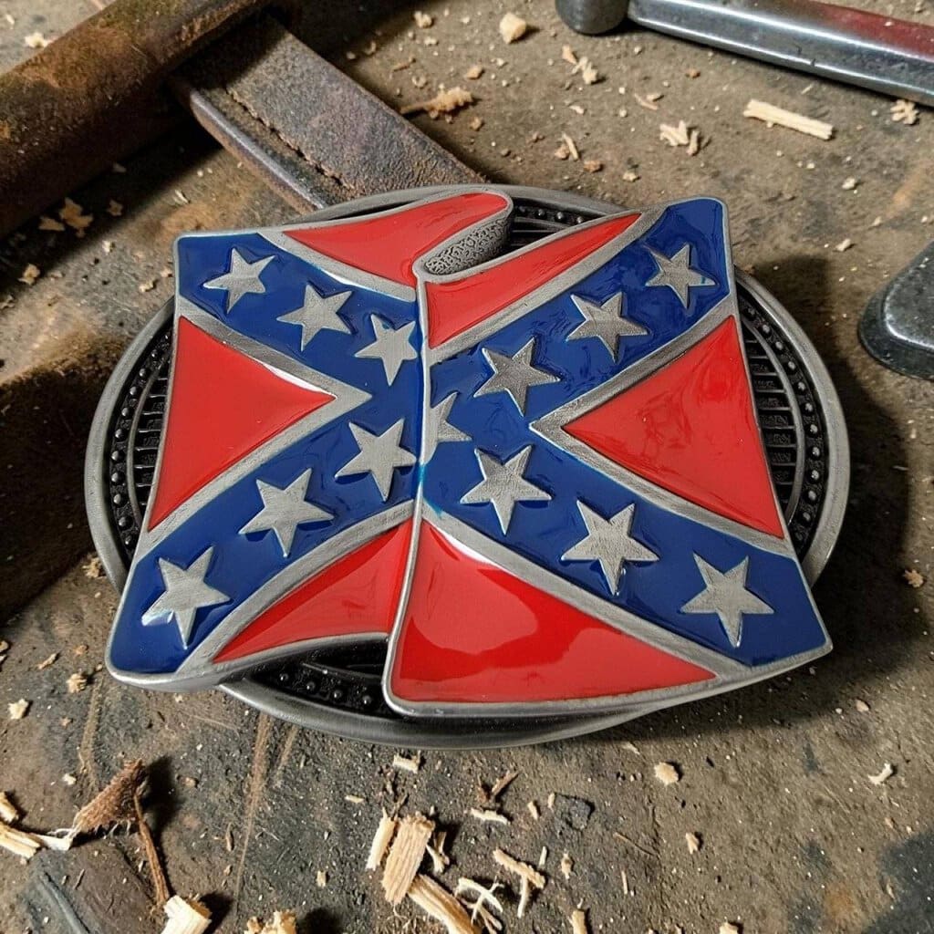 boucle de ceinture américaine rebel confederate flag