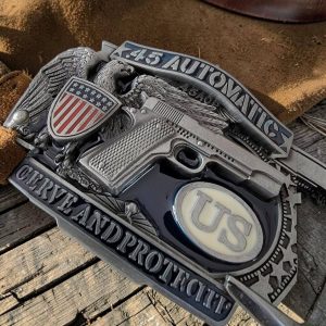 boucle de ceinture américaine .45 serve and protect automatic gun