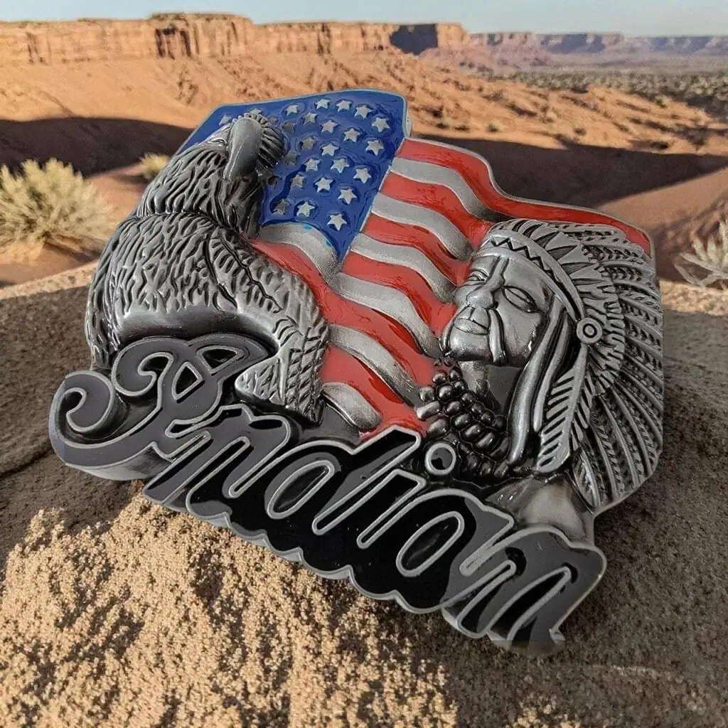 boucle de ceinture américaine american native indian usa flag