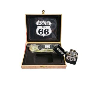 coffret briquet tempête avec couteau et sign route 66 the mother road
