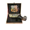 coffret briquet tempête avec couteau et sign route 66 drapeau americain