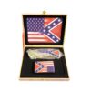 coffret briquet tempête avec couteau et sign usa and confederate flag