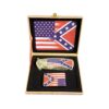 coffret briquet tempête avec couteau et sign usa and confederate flag
