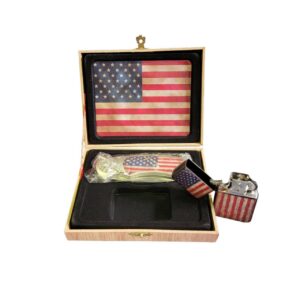 coffret briquet tempête avec couteau et sign vintage usa flag