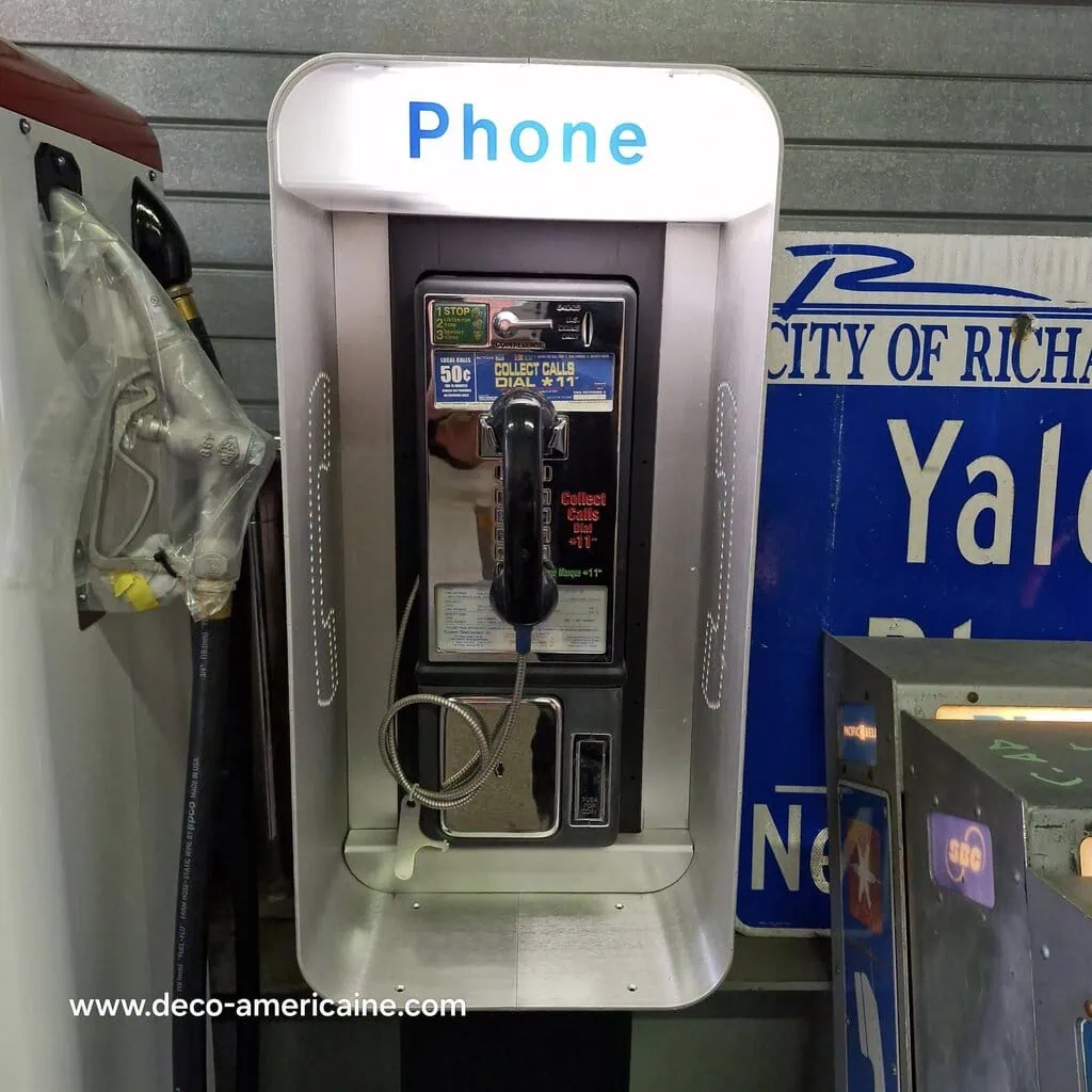 payphone vintage de rue américain authentique avec cabine provenance californie "brand new old stock"