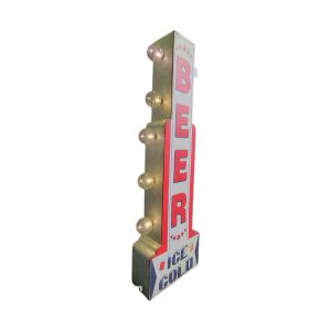 enseigne lumineuse avec ampoule à leds 2 faces beer ice cold