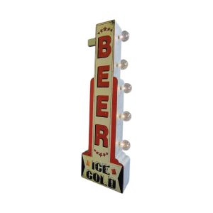 enseigne lumineuse avec ampoule à leds 2 faces beer ice cold