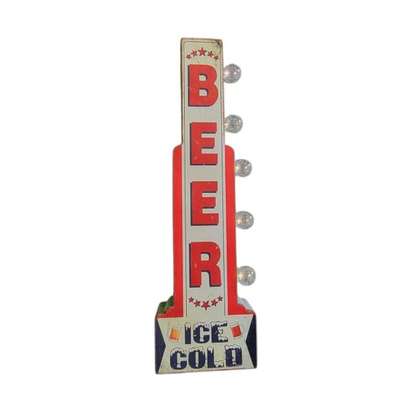 enseigne lumineuse avec ampoule à leds 2 faces beer ice cold