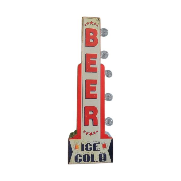 enseigne lumineuse avec ampoule à leds 2 faces beer ice cold