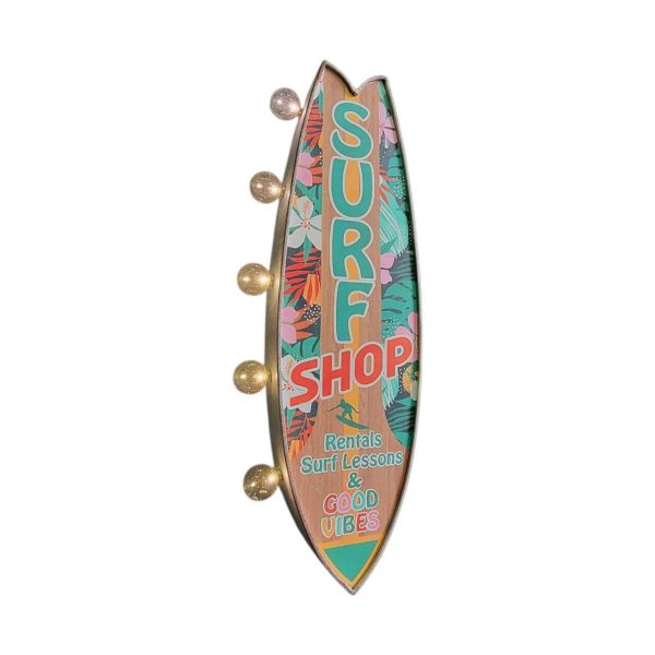 enseigne lumineuse avec ampoule à leds 2 faces surf shop