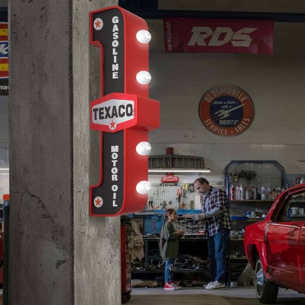 enseigne lumineuse avec ampoule à leds 2 faces texaco