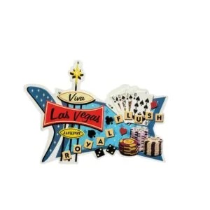 plaque murale embossée viva las vegas royal flush