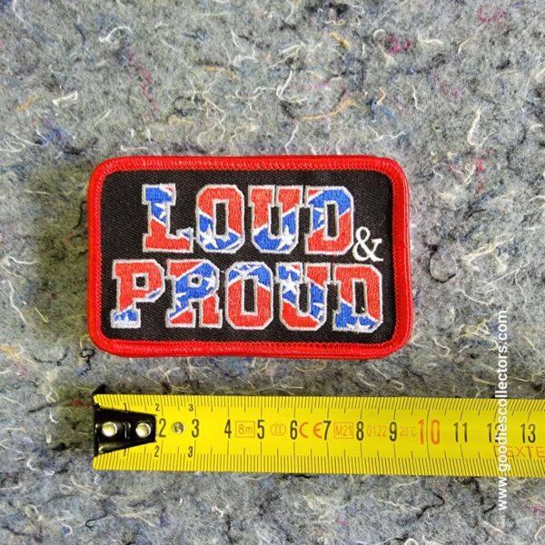 patche pour blouson de cuir ou veste jean "loud and proud" 9x6cm