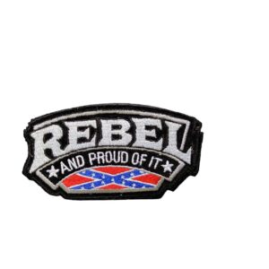 patche pour blouson de cuir ou veste jean rebel and proud of it 6x11.5cm