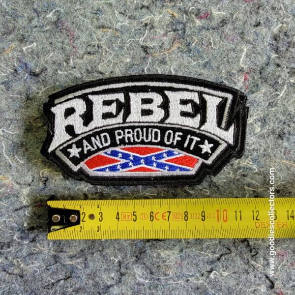 patche pour blouson de cuir ou veste jean rebel and proud of it 6x11.5cm