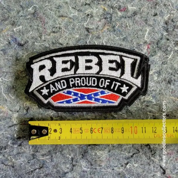 patche pour blouson de cuir ou veste jean rebel and proud of it 6x11.5cm