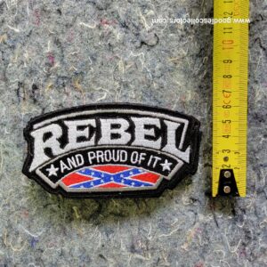patche pour blouson de cuir ou veste jean rebel and proud of it 6x11.5cm