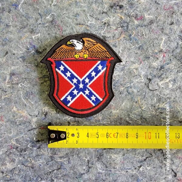 patche pour blouson de cuir ou veste jean american eagle and battle flag shield 8x7cm