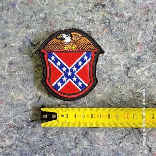 patche pour blouson de cuir ou veste jean american eagle and battle flag shield 8x7cm
