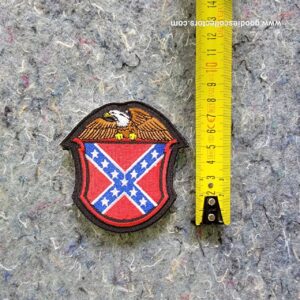 patche pour blouson de cuir ou veste jean american eagle and battle flag shield 8x7cm