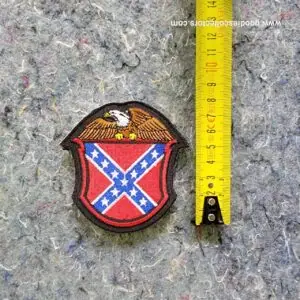 patche pour blouson de cuir ou veste jean american eagle and battle flag shield 8x7cm