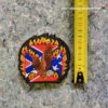patche pour blouson de cuir ou veste jean american eagle and flag in flames 8.5x8cm